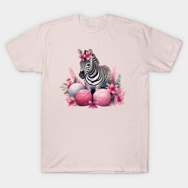 Pink Christmas Zebra T-Shirt by Chromatic Fusion Studio